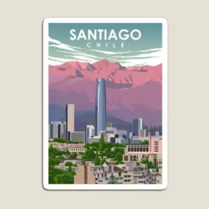 Santiago Chile Vintage Scenic Fridge Magnet