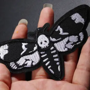 Punk Style Black Moth Embroidered Patch