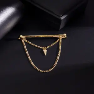 Gold-Tone Lightning Cross Tie Clip with Pendant 13 S3701f7b381984af89eb74e413556dd5eF