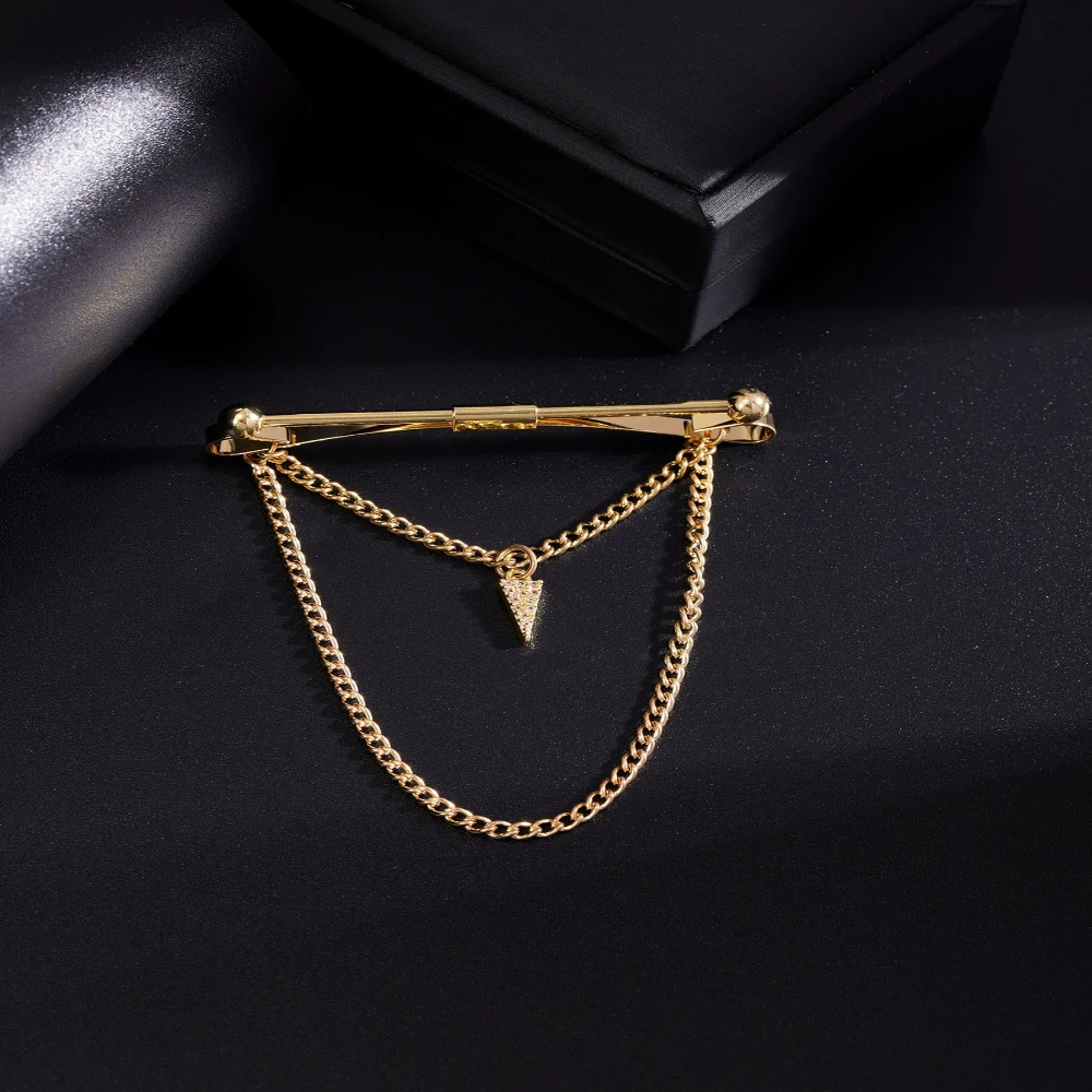 Gold-Tone Lightning Cross Tie Clip with Pendant 4 Gold-Tone Lightning Cross Tie Clip with Pendant - Image 4