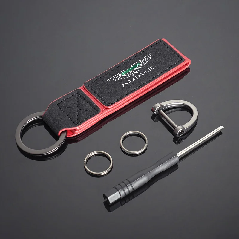 Aston Martin Winged Logo Keychain in Suede 5 Aston Martin Winged Logo Keychain in Suede - Image 5