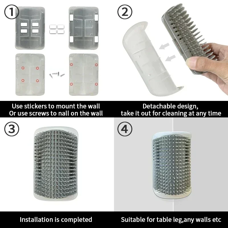 Colorful Cat Corner Grooming Brush and Massager 3 Colorful Cat Corner Grooming Brush and Massager - Image 3