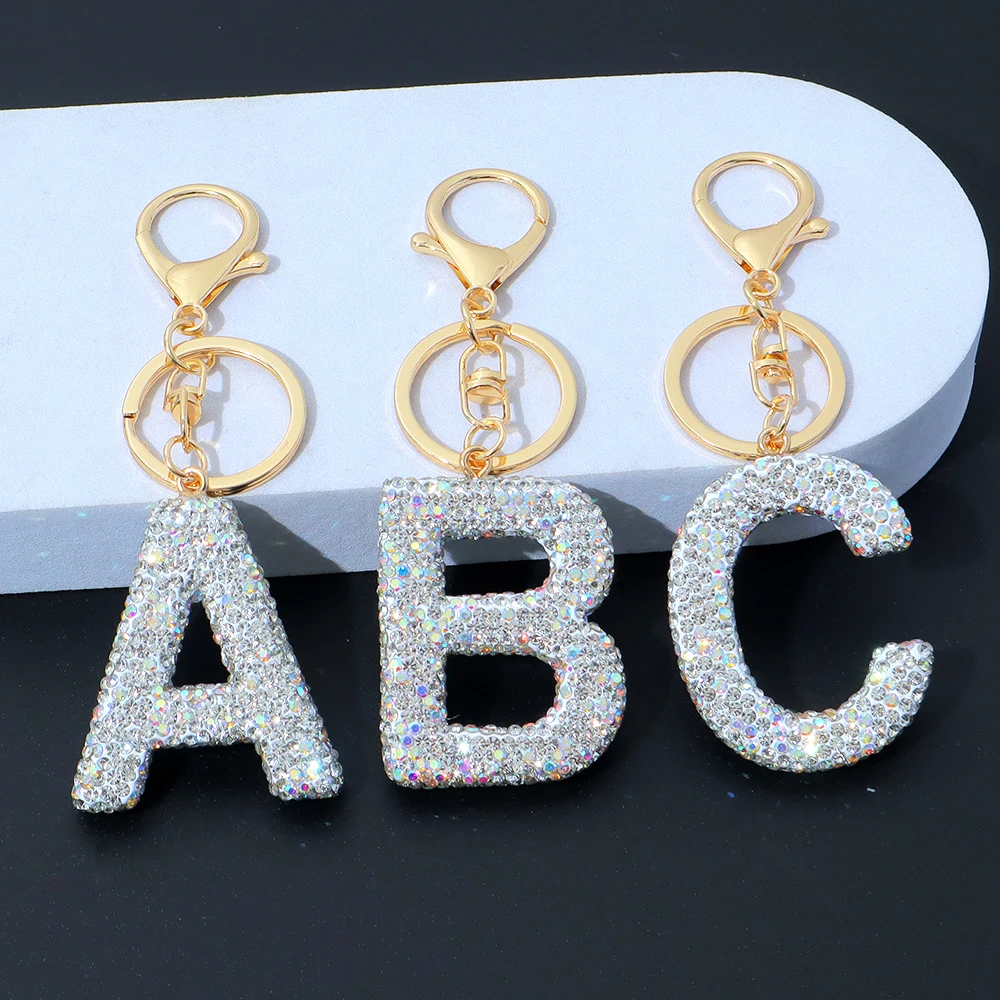 Sparkling Rhinestone Letter Keychain for Bags 4 Sparkling Rhinestone Letter Keychain for Bags - Image 4