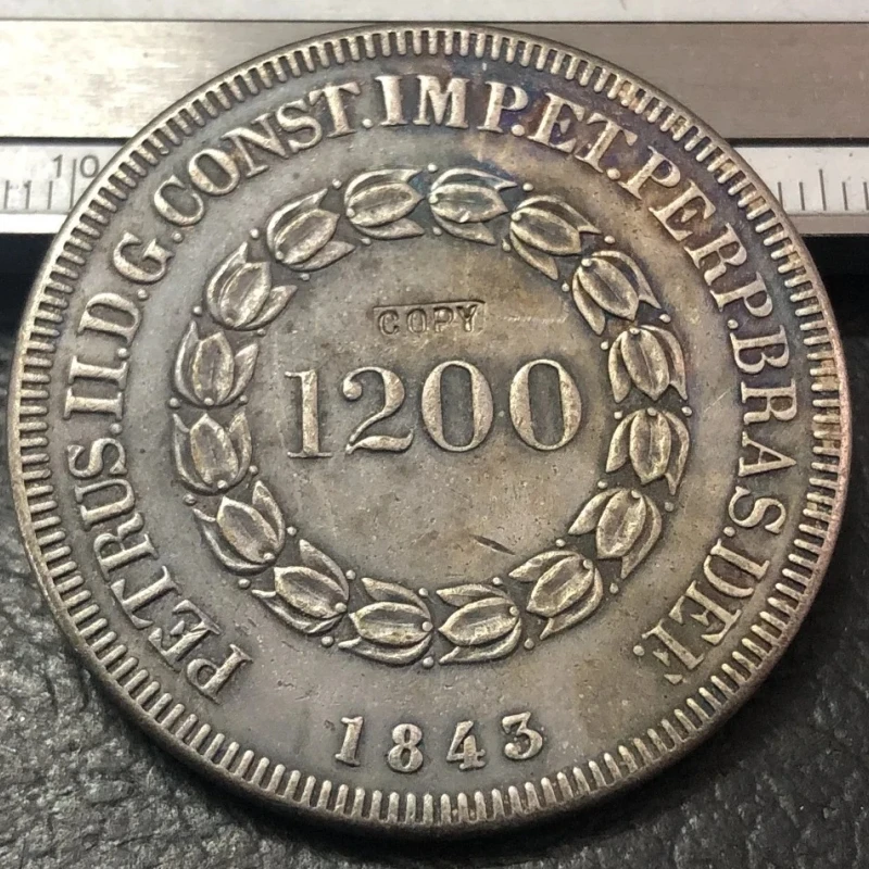 1843 Vintage European 1200 Reis Coin Replica 3 1843 Vintage European 1200 Reis Coin Replica - Image 3