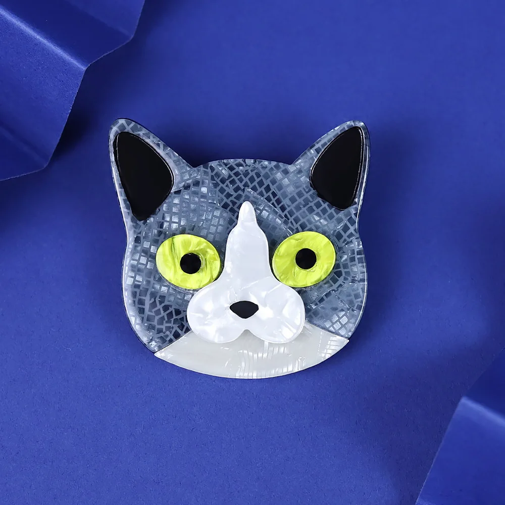 Colorful Acrylic Cat Face Brooch for Accessories 5 Colorful Acrylic Cat Face Brooch for Accessories - Image 5