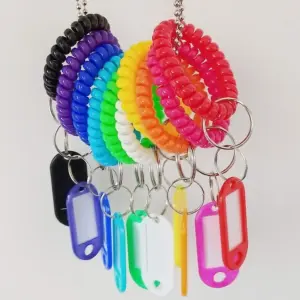 Colorful Spiral Plastic Wrist Coil Keychain Set of 10 11 S3ae584265d1c488da46f30401c951f734
