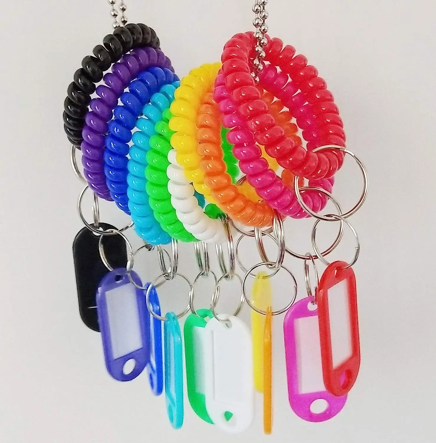 Colorful Spiral Plastic Wrist Coil Keychain Set of 10 2 Colorful Spiral Plastic Wrist Coil Keychain Set of 10 - Image 2