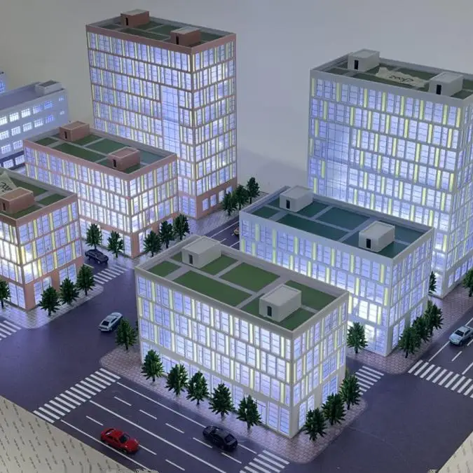 Modern Industrial Park N Scale Model Scene 2 Modern Industrial Park N Scale Model Scene - Image 2