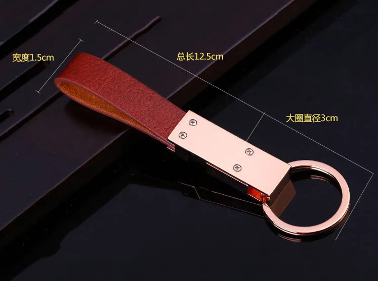 Luxury Stainless Steel Leather Keychain in Rose Gold 4 Luxury Stainless Steel Leather Keychain in Rose Gold - Image 4