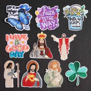 Flowers Christian Jesus Embroidered Iron-On Patch