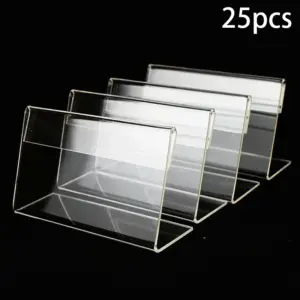 25 Transparent Acrylic L-Shaped Sign Holders