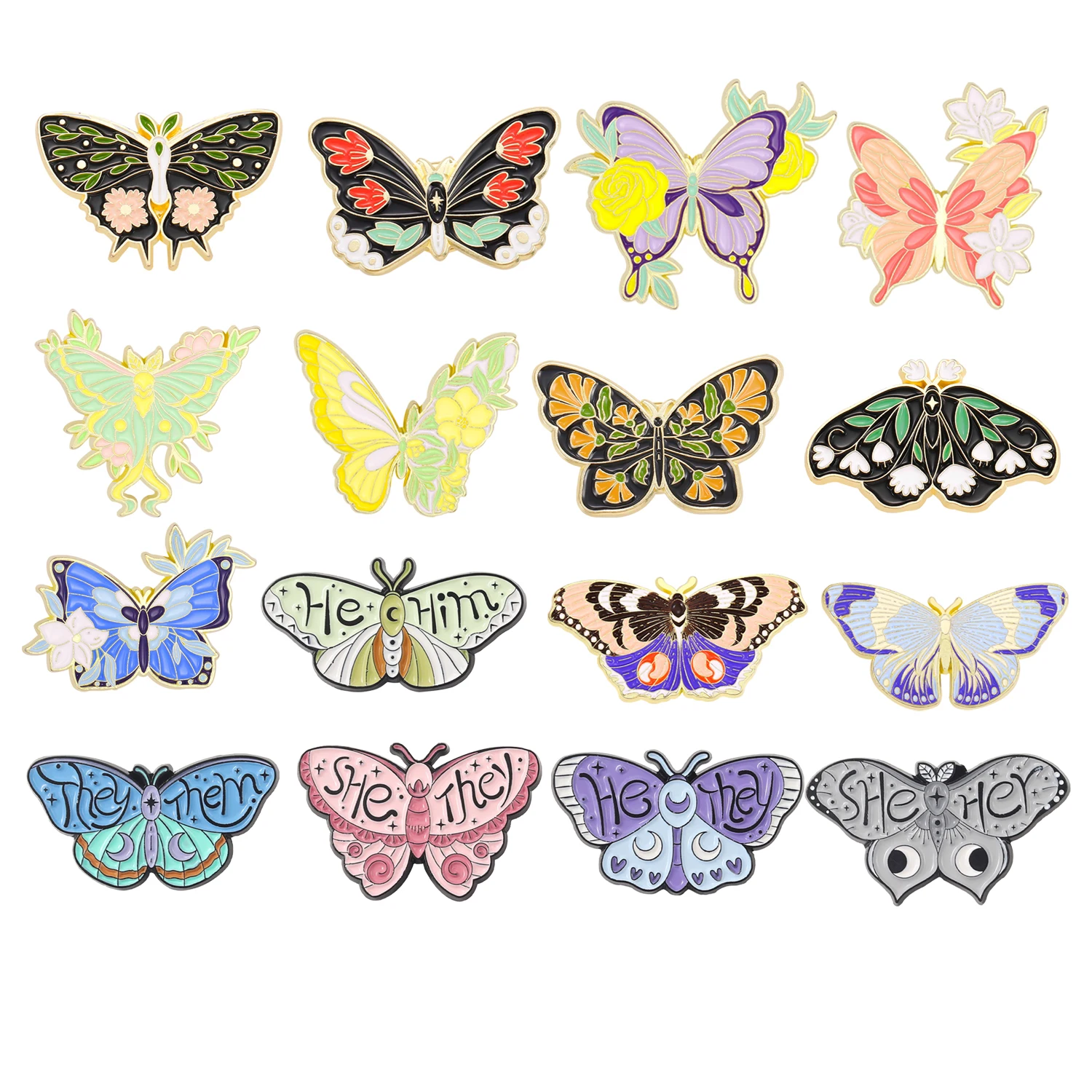 Fairy Butterfly Enamel Brooch with Moon Moth 1 Fairy Butterfly Enamel Brooch with Moon Moth