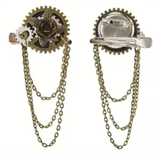 Vintage Steampunk Gears Brooch with Chains 11 S3dc9a3009324473989f72b43f4bd5cc21