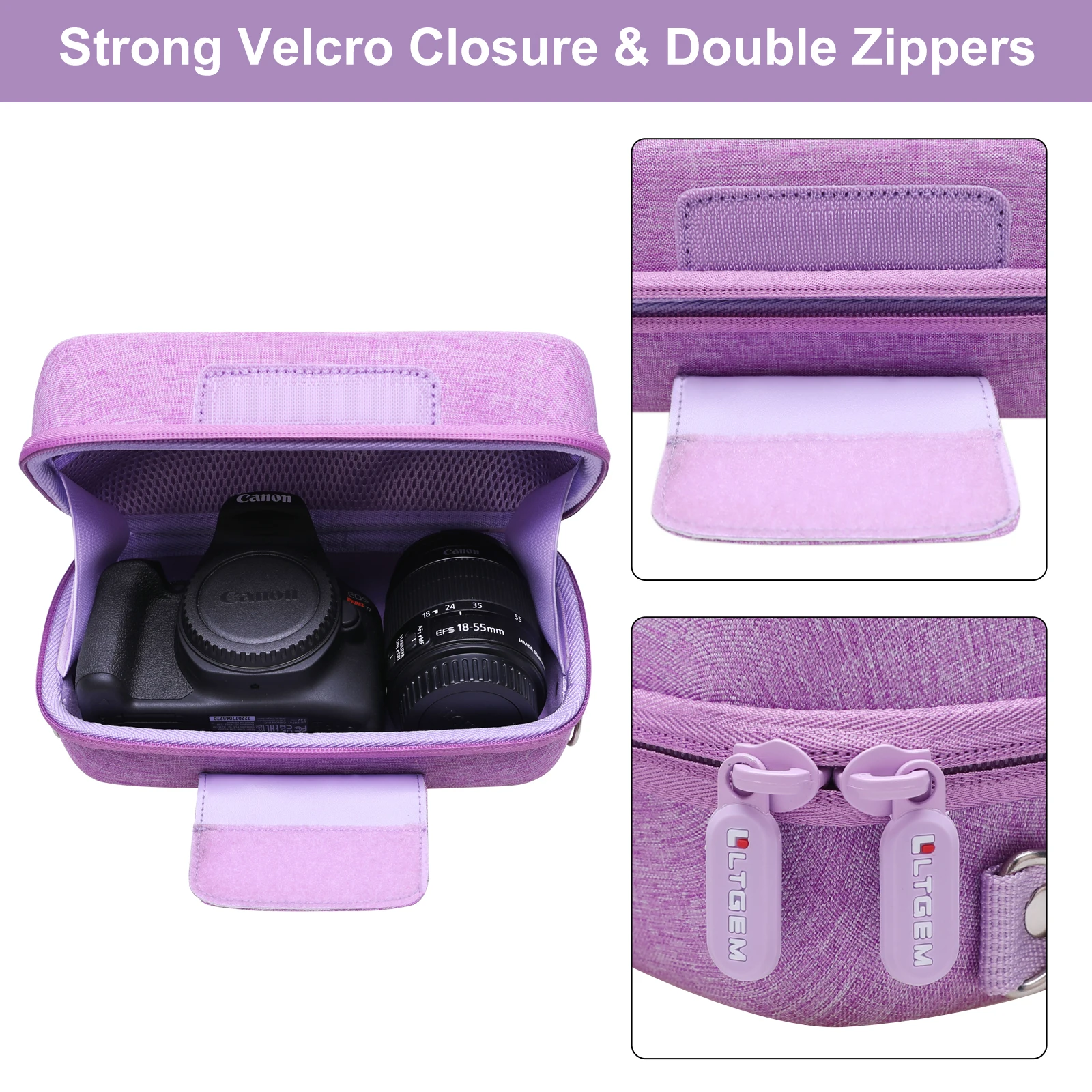 Vibrant Purple DSLR Camera Case for Canon EOS Rebel T7 2 Vibrant Purple DSLR Camera Case for Canon EOS Rebel T7 - Image 2