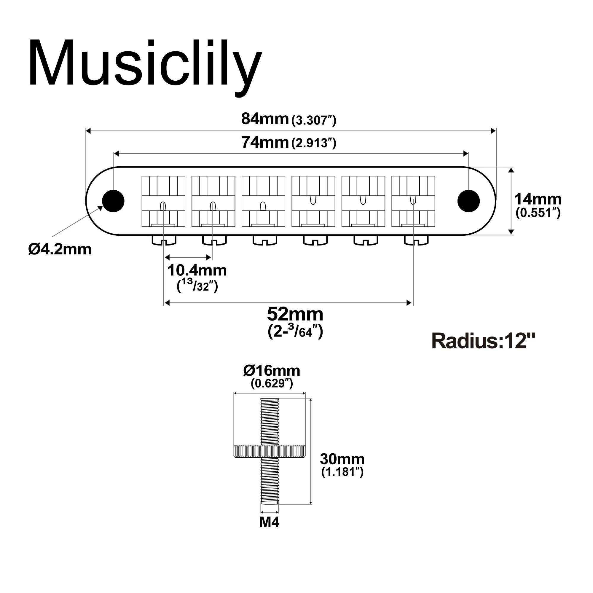 Gold Musiclily Pro ABR-1 Tune-o-matic Bridge 2 Gold Musiclily Pro ABR-1 Tune-o-matic Bridge - Image 2