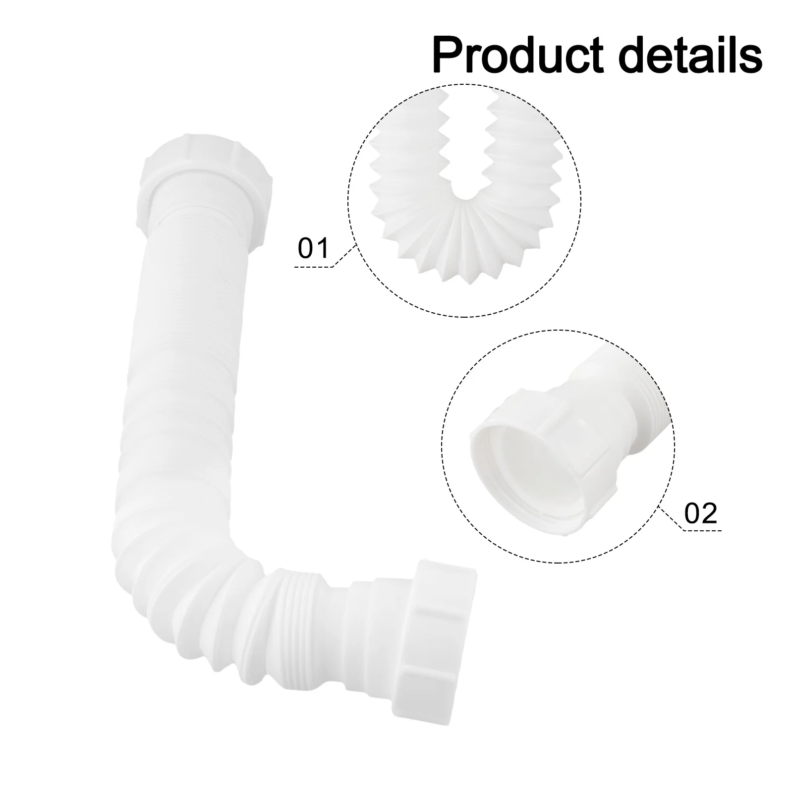 White Flexible Sink Drain Pipe with P-Trap 3 White Flexible Sink Drain Pipe with P-Trap - Image 3