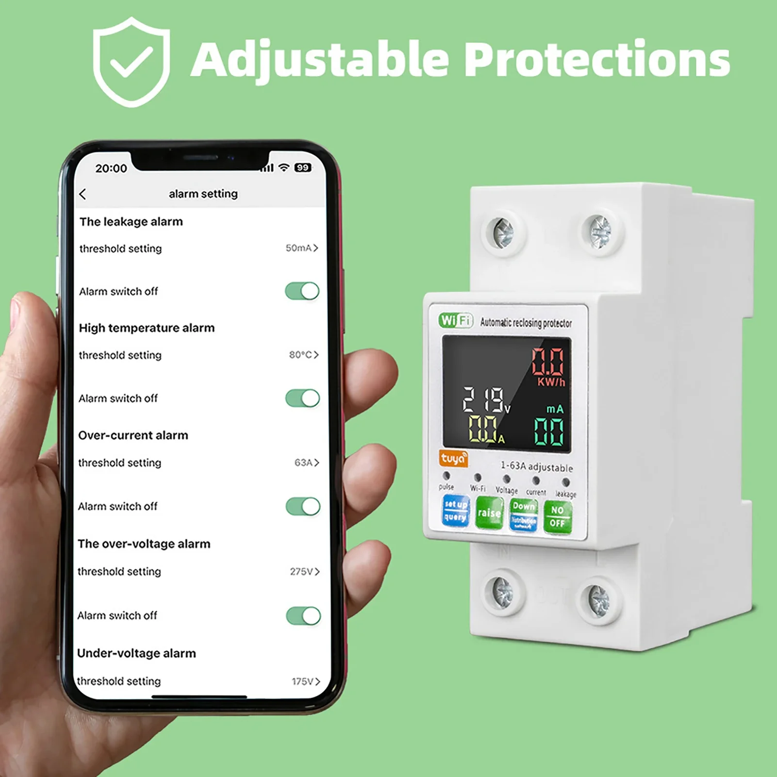 Tuya WiFi Circuit Breaker 63A 230V Safety Device 4 Tuya WiFi Circuit Breaker 63A 230V Safety Device - Image 4