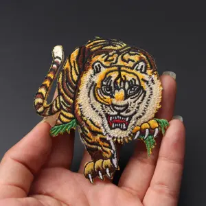 Fierce Tiger Descending Iron-On Patch 7.7x7 cm