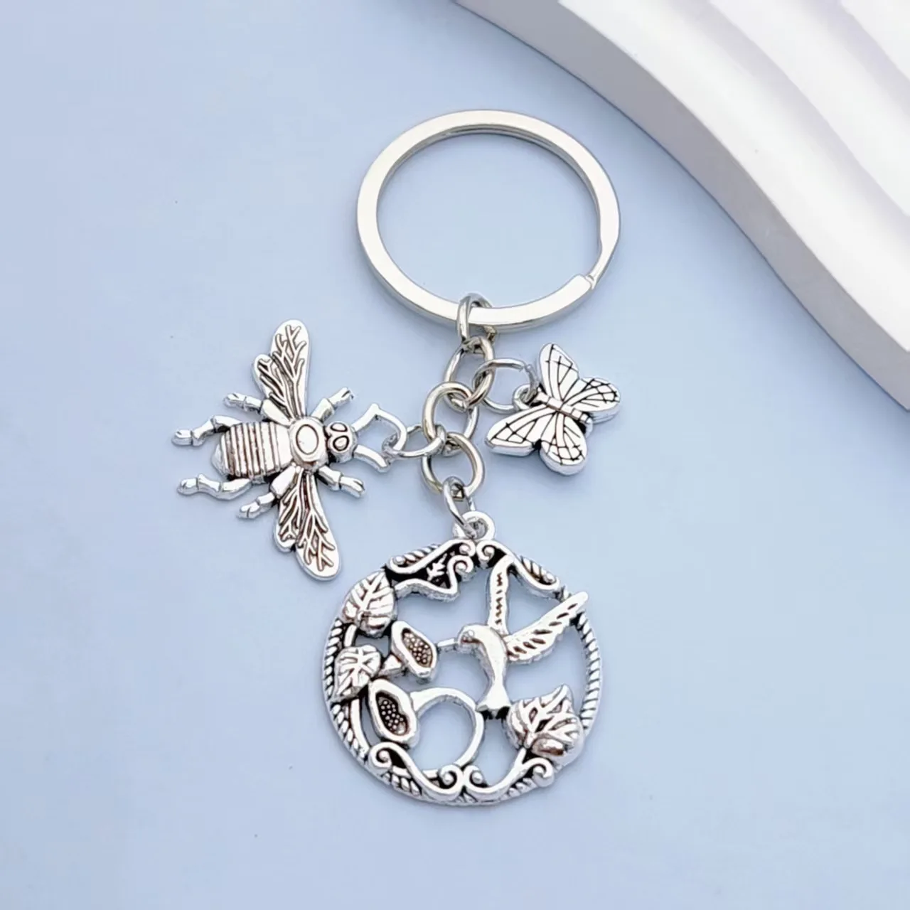 Vintage Stainless Steel Keychain with Charms 8 Vintage Stainless Steel Keychain with Charms - Image 8