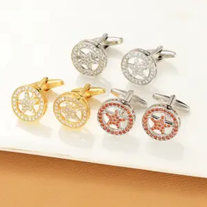 Five-Pointed Star Cufflinks in Alloy with Diamantes 12 S41b6ebf51b134fe18e96c6008373a2dbj