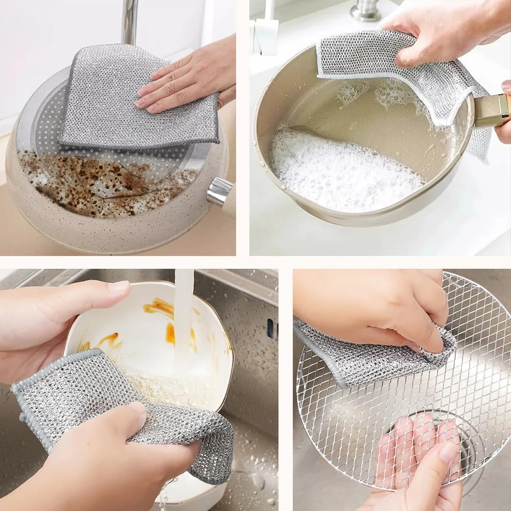 Heavy-Duty Silver Steel Wire Cleaning Cloths Set 6 Heavy-Duty Silver Steel Wire Cleaning Cloths Set - Image 6