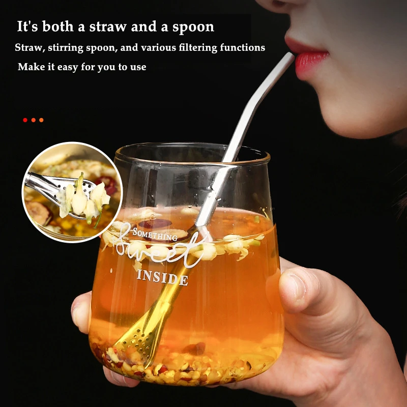 Stainless Steel Drinking Straw Spoon 17.2cm 2 Stainless Steel Drinking Straw Spoon 17.2cm - Image 2