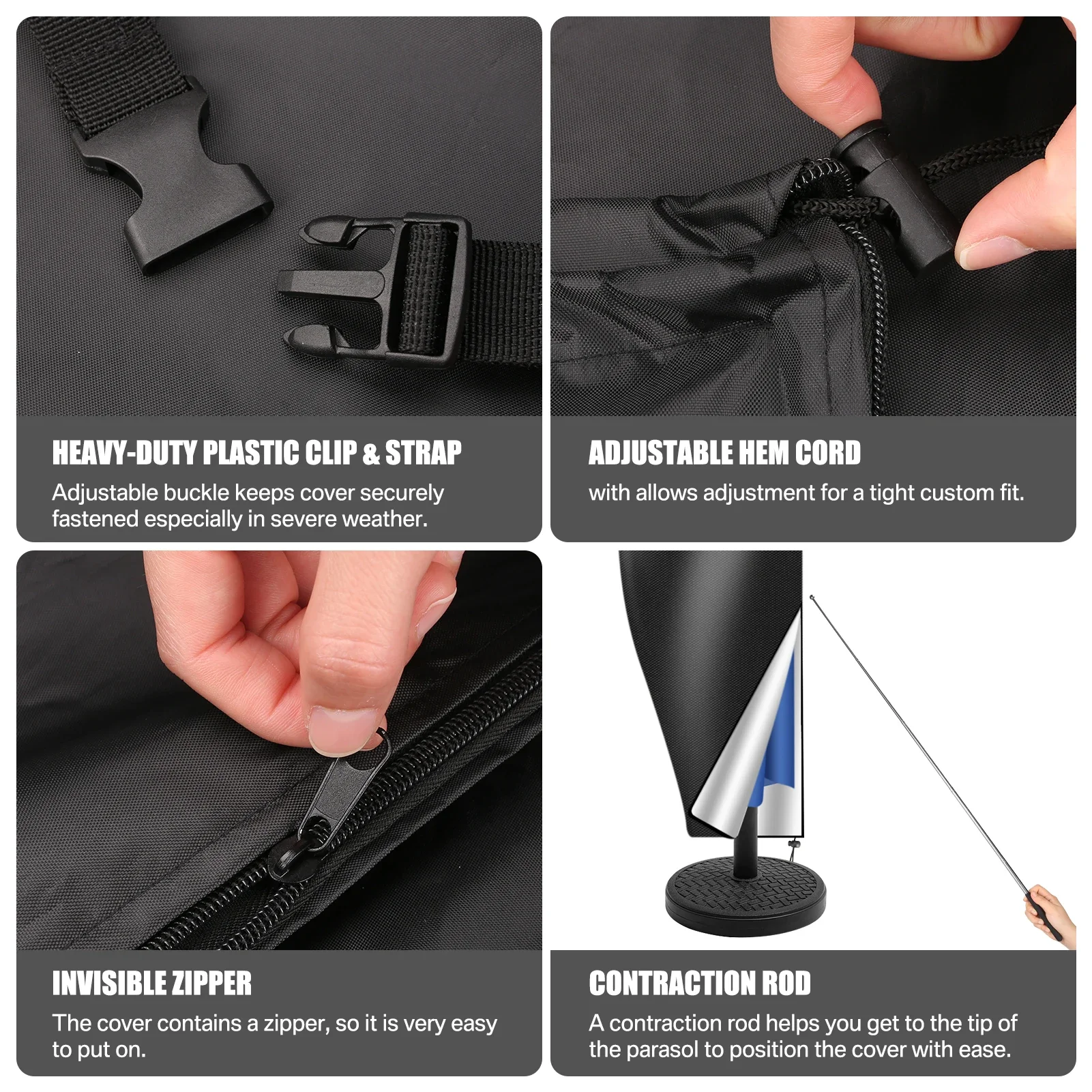 Waterproof Garden Parasol Cover for 170-280cm Umbrellas 4 Waterproof Garden Parasol Cover for 170-280cm Umbrellas - Image 4