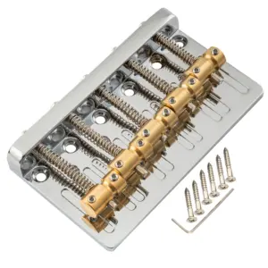 Heavy-Duty 5-String Bass Bridge with Brass Saddles 12 S4263903924544dbeac081e1ddb3336dfv