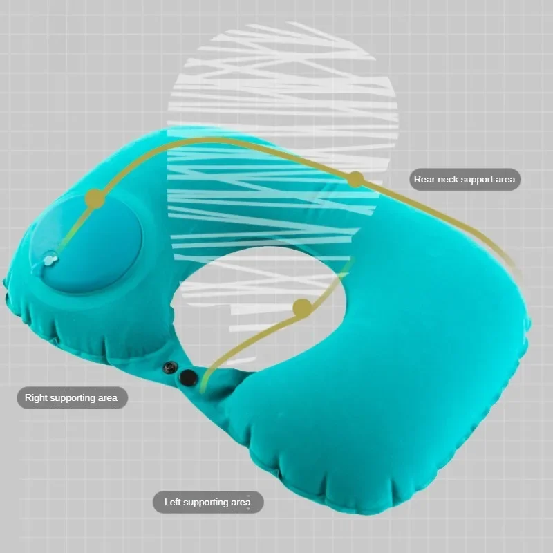 Bright Teal Inflatable U-Shaped Travel Pillow 2 Bright Teal Inflatable U-Shaped Travel Pillow - Image 2