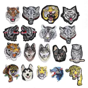 Embroidered Tiger and Wolf Head Patches Set 13 S42cc2ae86ff94663b5c4eaa41ce79624k