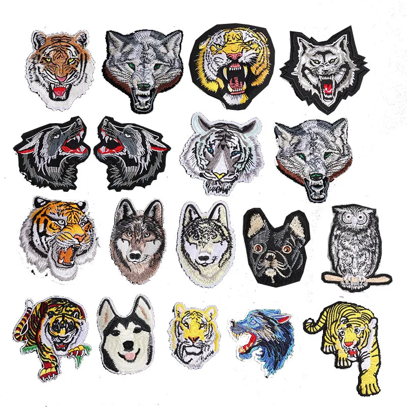 Embroidered Tiger and Wolf Head Patches Set 4 Embroidered Tiger and Wolf Head Patches Set - Image 4