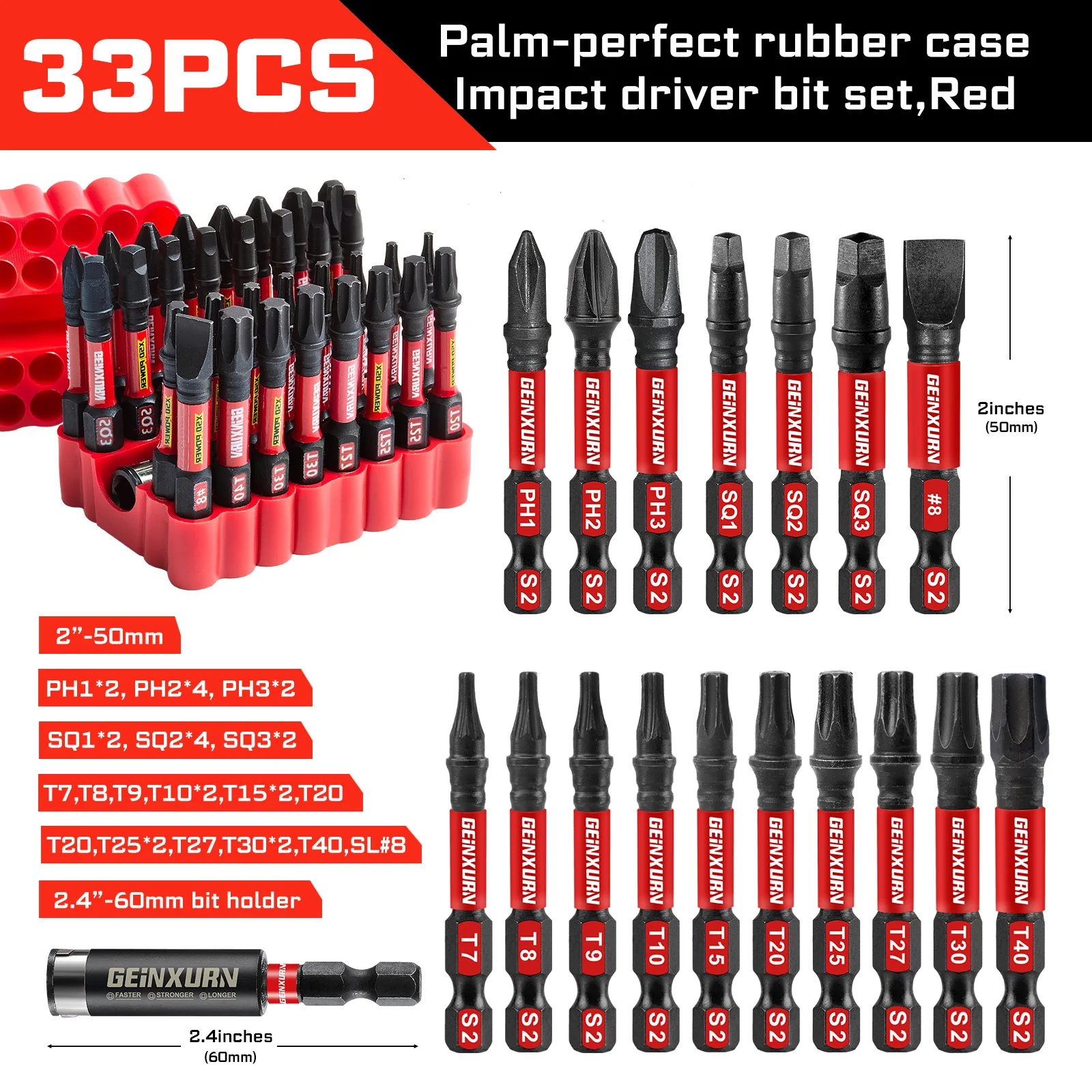Impact Screwdriver Bits Set 33-Piece High-Hardness S2 Steel 8 Impact Screwdriver Bits Set 33-Piece High-Hardness S2 Steel - Image 8