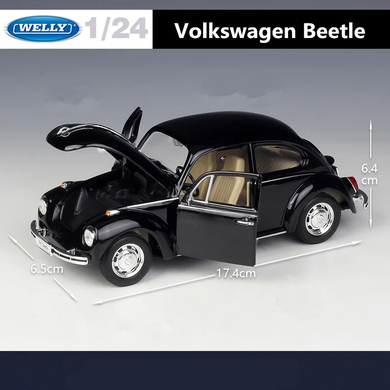 Vintage Black Volkswagen Beetle Model 1:24 Scale 3 Vintage Black Volkswagen Beetle Model 1:24 Scale - Image 3