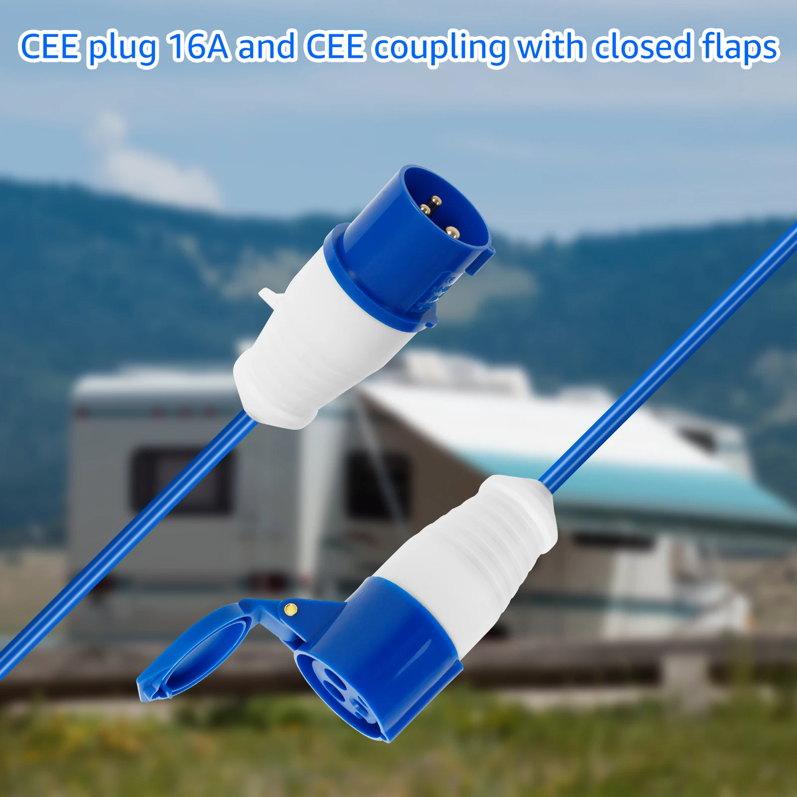 Bright Blue 10m Outdoor Camping Extension Cord 4 Bright Blue 10m Outdoor Camping Extension Cord - Image 4