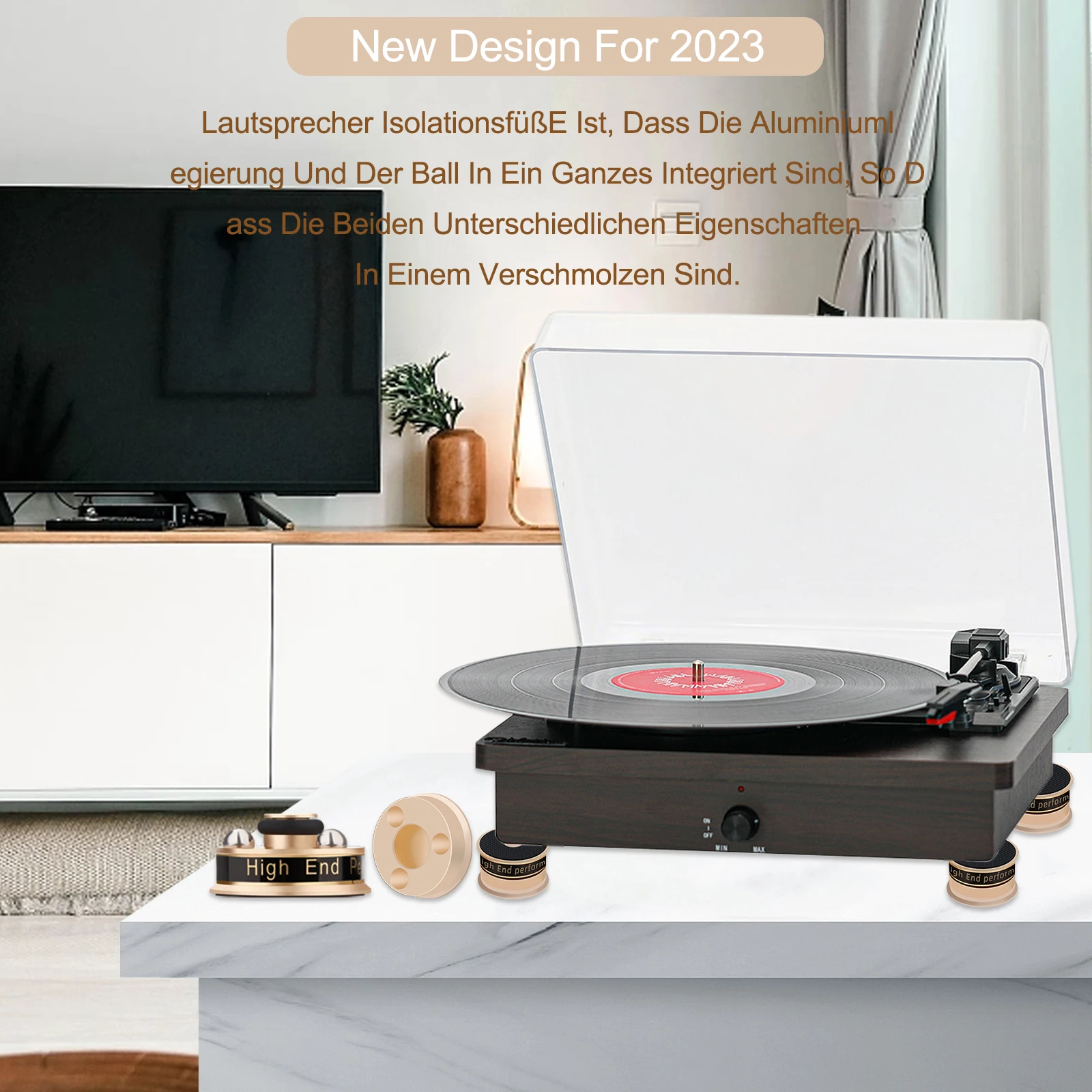 Premium Aluminum Speaker Feet with Vibration Isolation 4 Premium Aluminum Speaker Feet with Vibration Isolation - Image 4