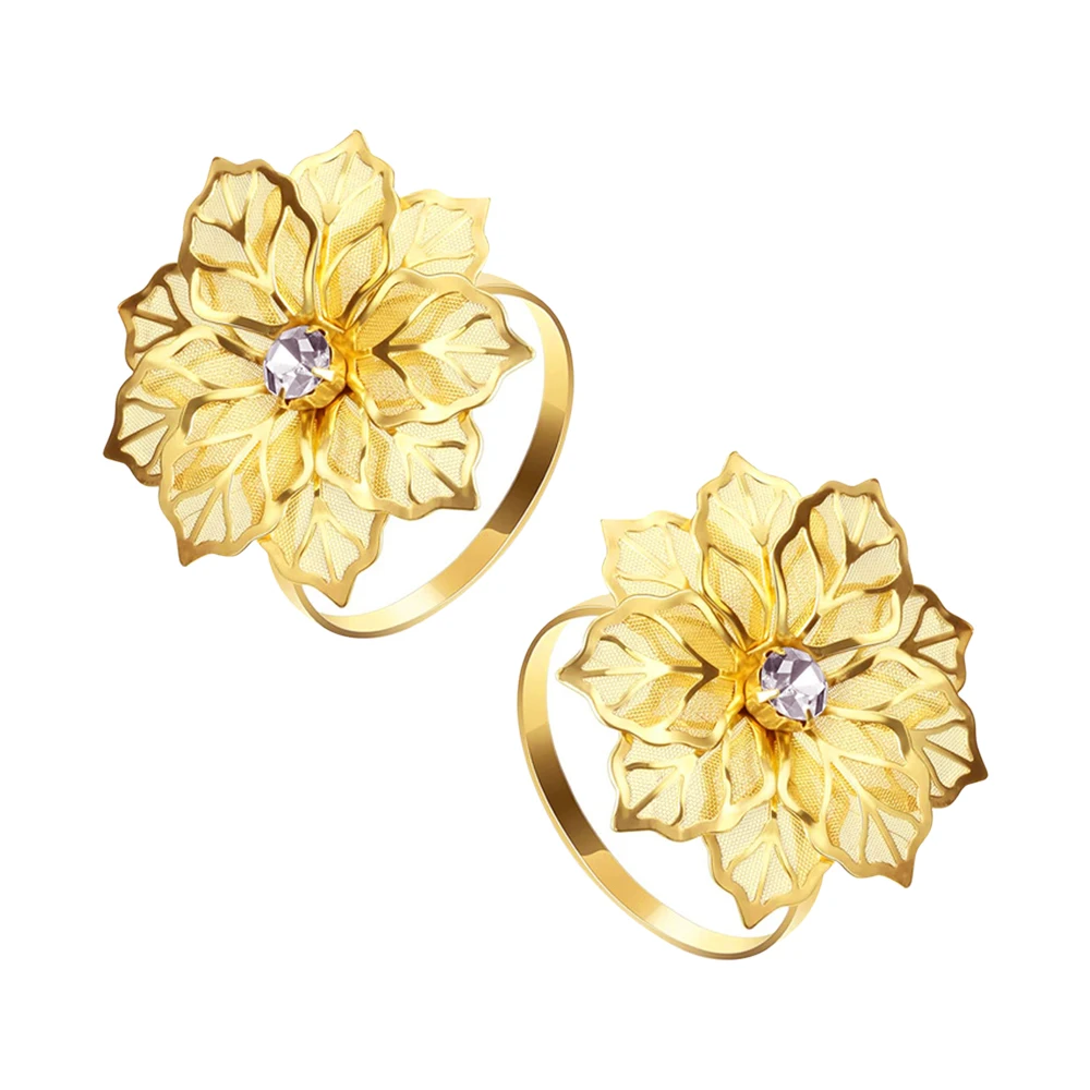 Gold Floral Napkin Rings Set of 10 4 Gold Floral Napkin Rings Set of 10 - Image 4