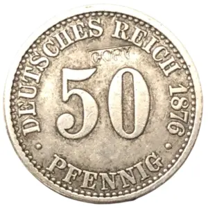 1876 Germany 50 Pfennig Coin Replica