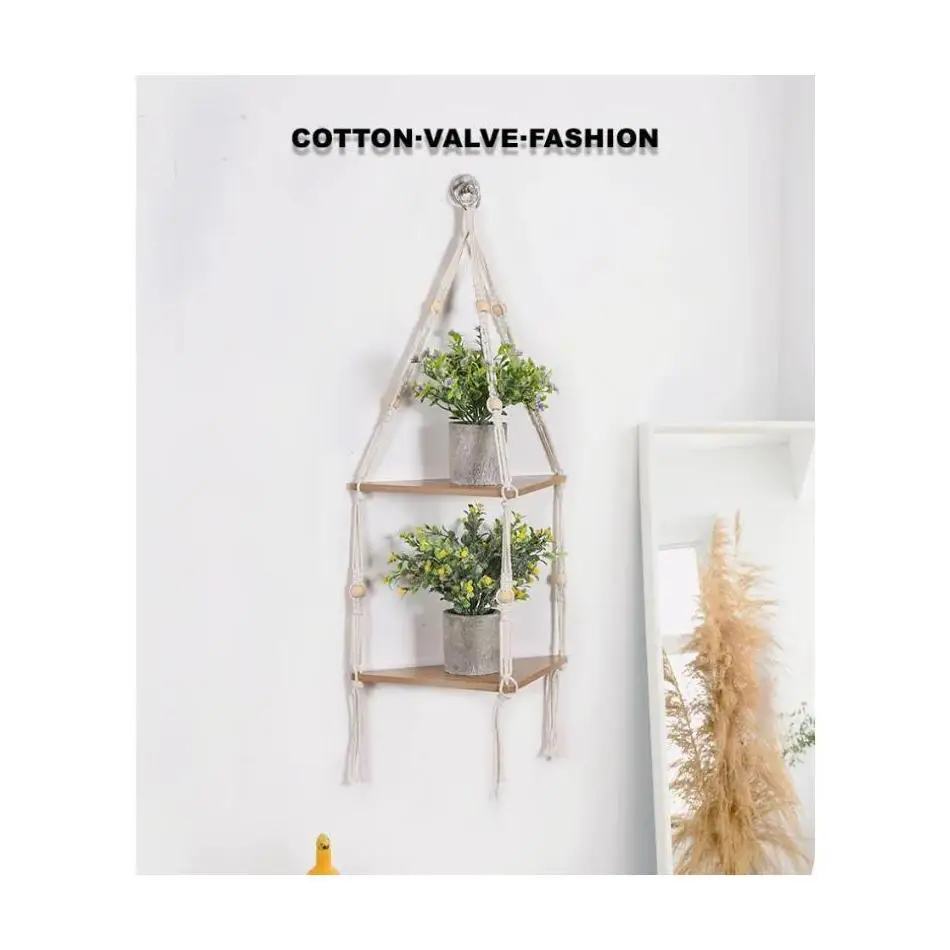 Natural Recycled Wood Hanging Shelf for Home 5 Natural Recycled Wood Hanging Shelf for Home - Image 5