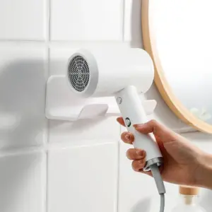 Wall-Mounted Hair Dryer Holder in Black or White 9 S466c92f8e1774ff8a46b0d97ea34df91L