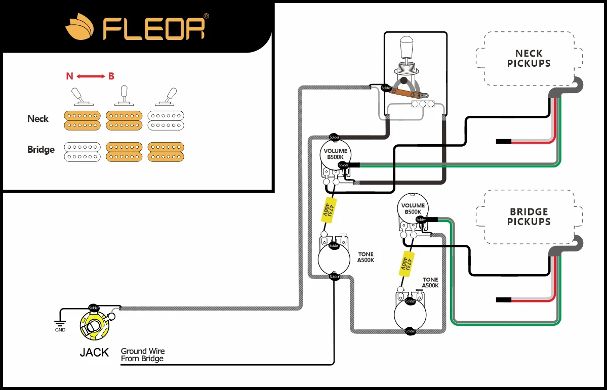 Vintage LP Guitar Wiring Kit with 500K Pots 5 Vintage LP Guitar Wiring Kit with 500K Pots - Image 5