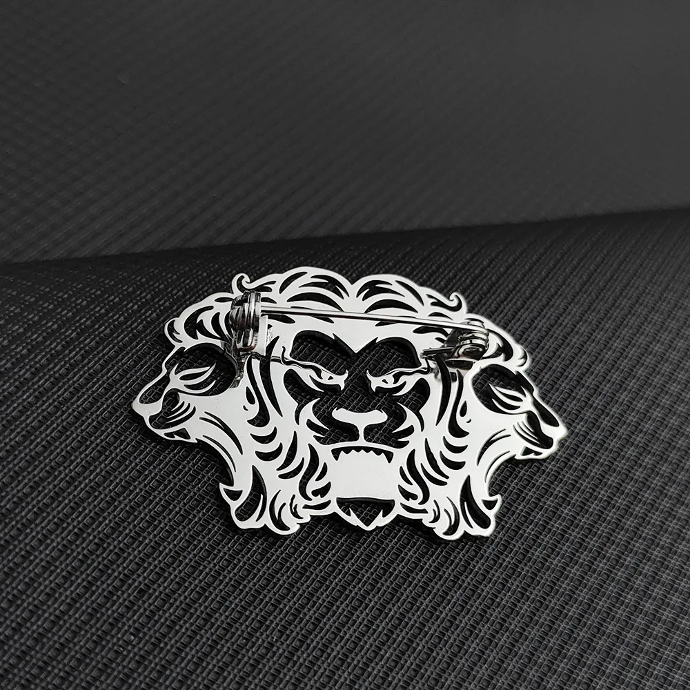 Three-Headed Lion Brooch in Alloy 4 Three-Headed Lion Brooch in Alloy - Image 4