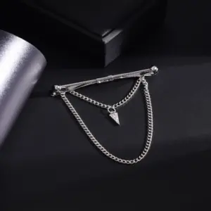 Gold-Tone Lightning Cross Tie Clip with Pendant 18 S46af476159e6404fbb2f212d99336487z