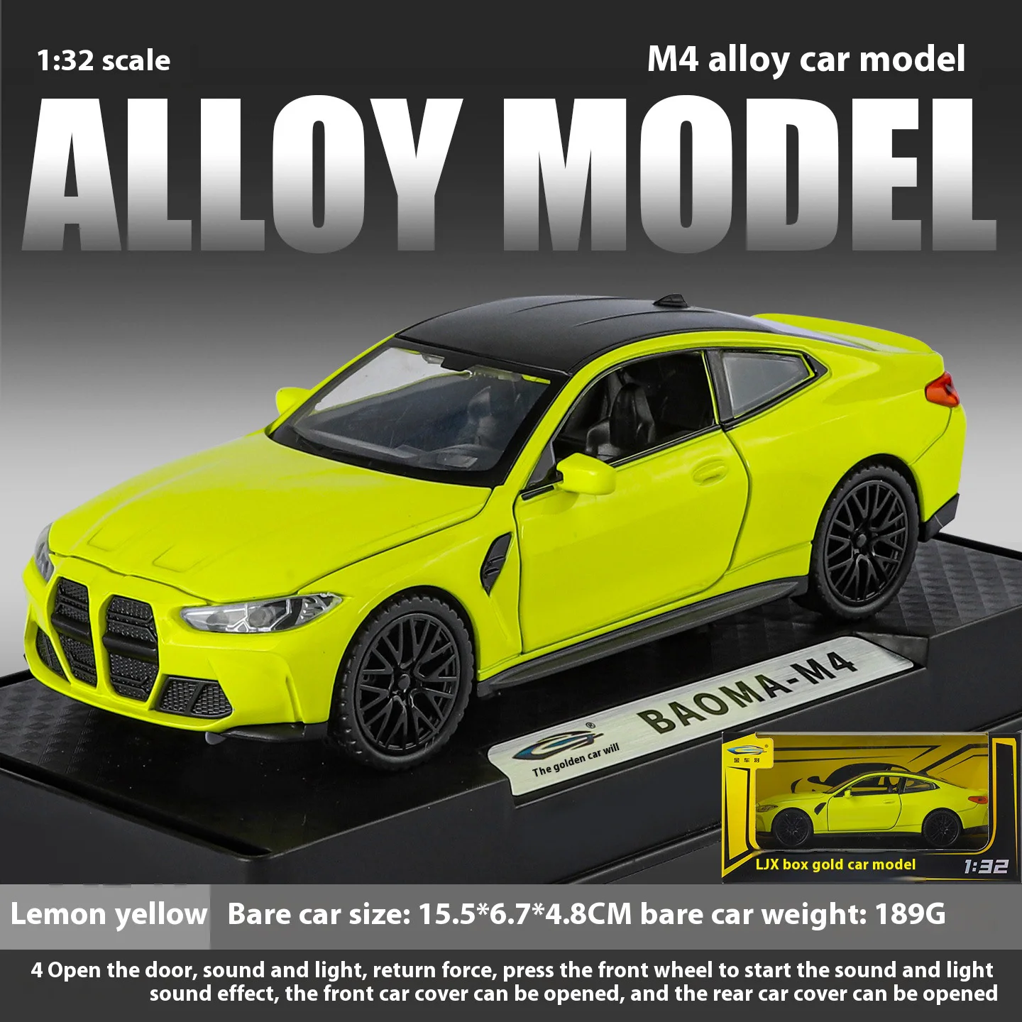 Vibrant Yellow 1:32 Diecast Model Car 10 Vibrant Yellow 1:32 Diecast Model Car - Image 10