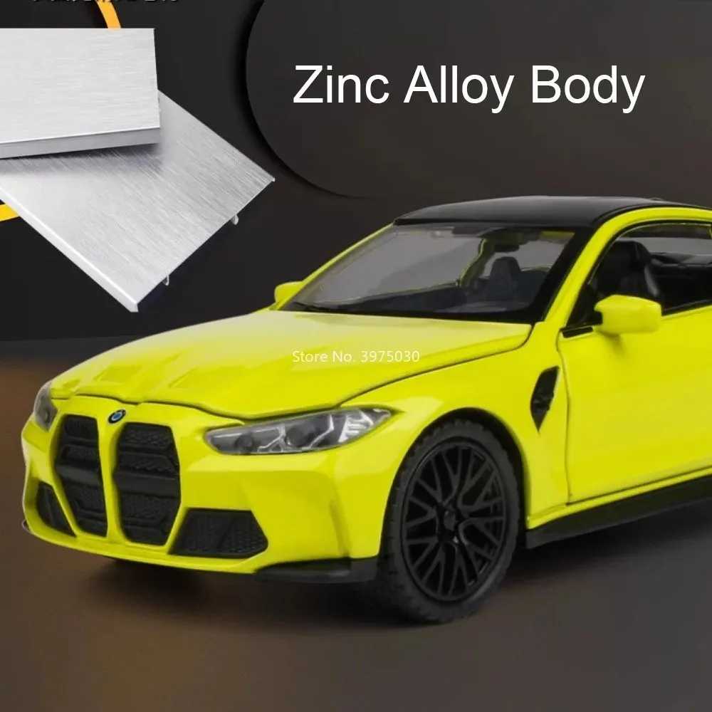 1:32 Scale BMW M4 Diecast Model in Yellow 4 1:32 Scale BMW M4 Diecast Model in Yellow - Image 4