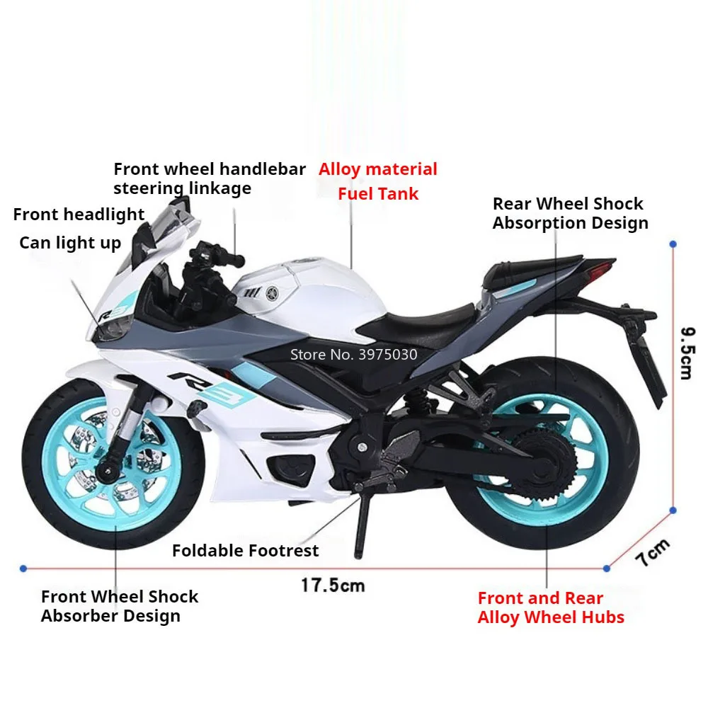 1:12 Scale Blue R3 Motorcycle Model 2 1:12 Scale Blue R3 Motorcycle Model - Image 2