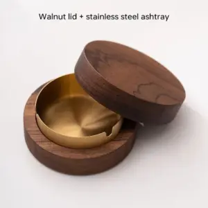 Elegant Walnut Wooden Ashtray with Stainless Steel Insert 19 S47ba093ca361465594bcc390650bb07cr
