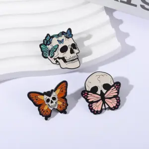 Dark Skull Butterfly Brooch in Vibrant Colors