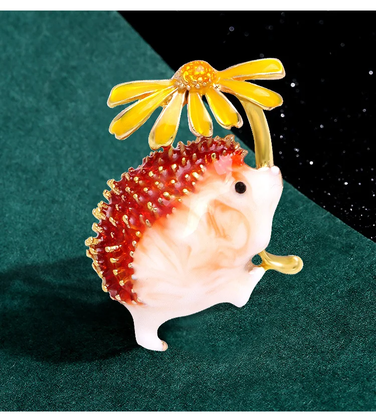 Whimsical Chamomile Hedgehog Brooch 3 Whimsical Chamomile Hedgehog Brooch - Image 3
