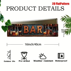 Vintage 10x40cm Metal BAR Sign with Rustic Finish 9 S49af26e3bf2f45c4ae8248ba6ae5dbd1u