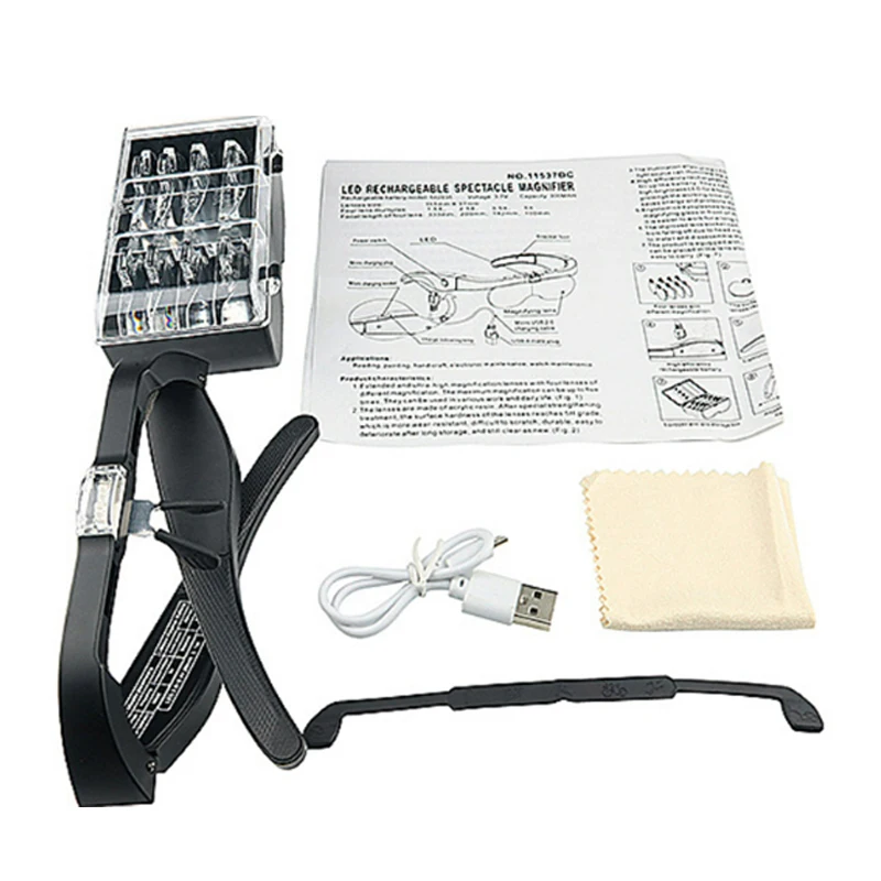 Black USB Rechargeable Magnifying Glasses with LED Lights 7 Black USB Rechargeable Magnifying Glasses with LED Lights - Image 7